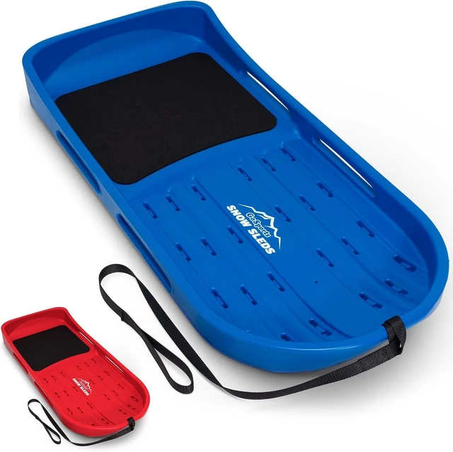 Main image of 2 Person Premium Snow Sled Double Walled Construction with Pull Strap & Padded Seat, Choose Red or Blue