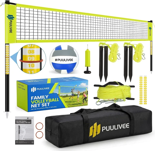 Main image of 32ft/16ft Outdoor Volleyball Net Set for Backyard, Beach & Grass