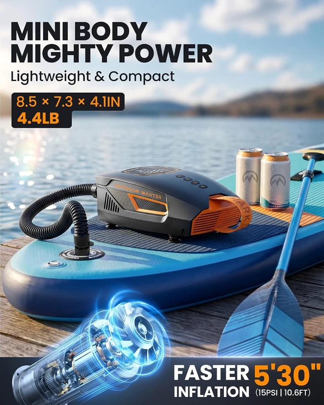 Alt view image 2 of 7 - Shark 3 Mini 74Wh Portable Electric Paddle Board Pump