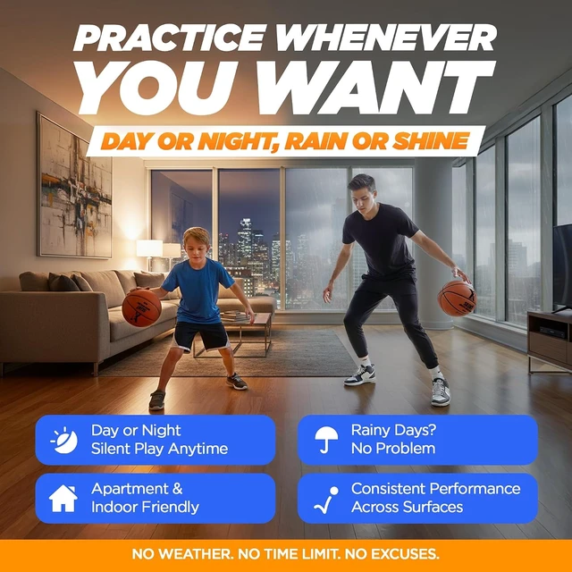 Alt view image 4 of 7 - YGA Silent Basketball Size 7 Airless Indoor Ball with 95% Bounce