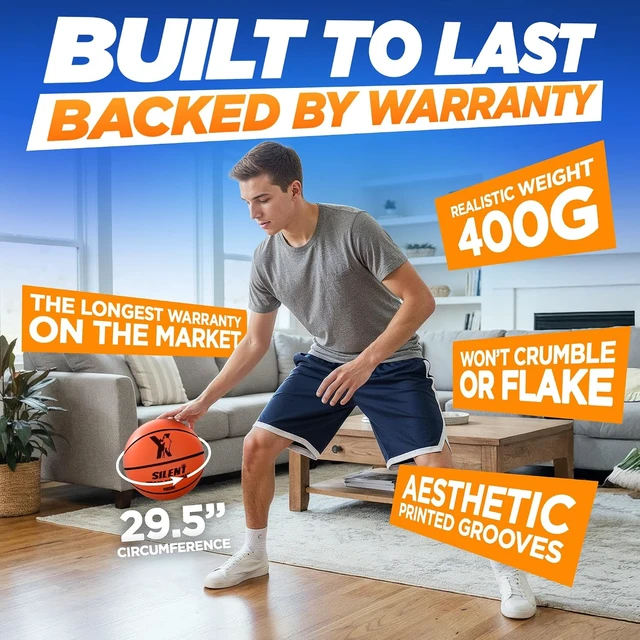 Alt view image 7 of 7 - YGA Silent Basketball Size 7 Airless Indoor Ball with 95% Bounce