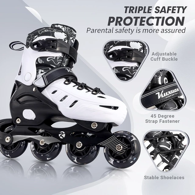 Alt view image 4 of 7 - Kuxuan Adjustable Inline Skates with Light-Up Wheels for Kids & Youth