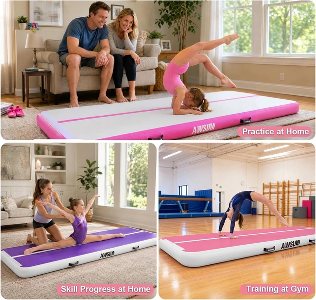 Alt view image 2 of 7 - Inflatable Air Tumbling Gymnastics Mat with Pump for Home & Gym