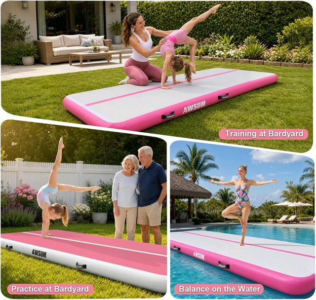 Alt view image 3 of 7 - Inflatable Air Tumbling Gymnastics Mat with Pump for Home & Gym