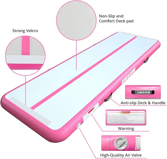 Alt view image 5 of 7 - Inflatable Air Tumbling Gymnastics Mat with Pump for Home & Gym