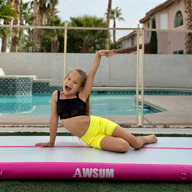 Alt view image 6 of 7 - Inflatable Air Tumbling Gymnastics Mat with Pump for Home & Gym