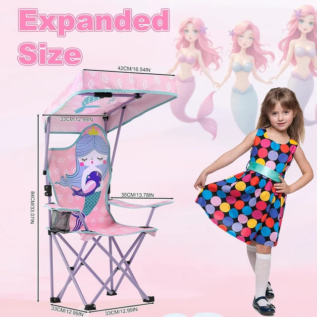 Alt view image 2 of 7 - Kids Outdoor Folding Camping Chair Mermaid Pattern