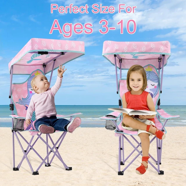 Alt view image 3 of 7 - Kids Outdoor Folding Camping Chair Mermaid Pattern