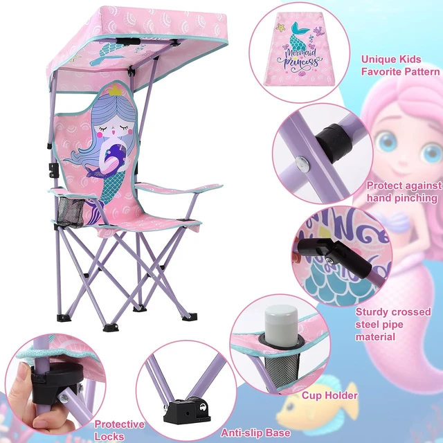 Alt view image 5 of 7 - Kids Outdoor Folding Camping Chair Mermaid Pattern