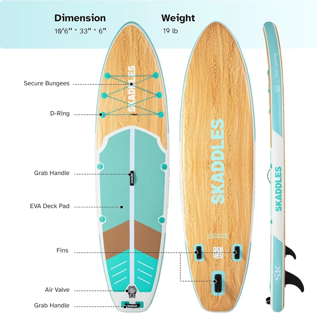 Alt view image 2 of 7 - 10'6'' Inflatable Stand Up Paddle Board with Beginners SUP Accessories