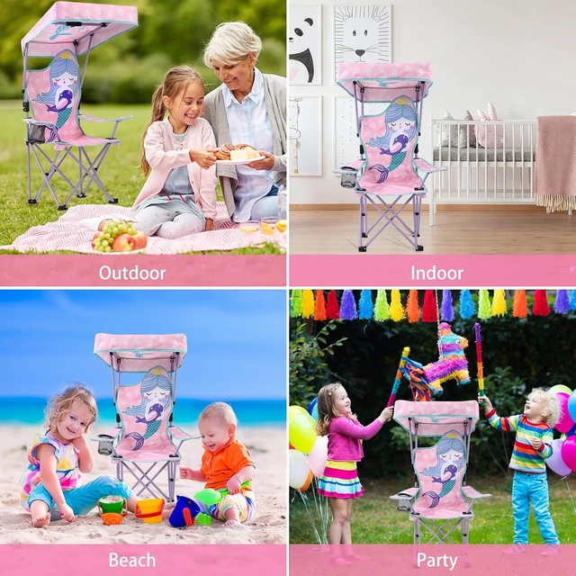 Alt view image 7 of 7 - Kids Outdoor Folding Camping Chair Mermaid Pattern