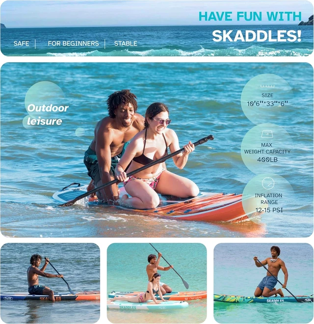 Alt view image 4 of 7 - 10'6'' Inflatable Stand Up Paddle Board with Beginners SUP Accessories