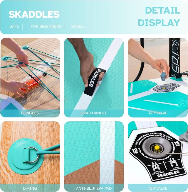 Alt view image 5 of 7 - 10'6'' Inflatable Stand Up Paddle Board with Beginners SUP Accessories