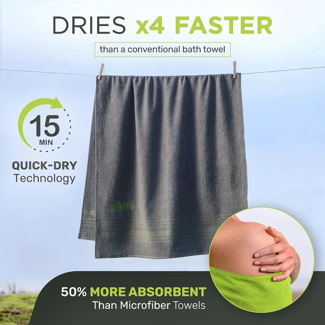 Alt view image 5 of 7 - 100% Cotton Quick Dry Travel Towel Large, Soft, Thin, Compact & Highly Absorbent Camping Towel for Beach, Gym, Bath, Shower, Swimming, Pool, Dorm & RV, Gray