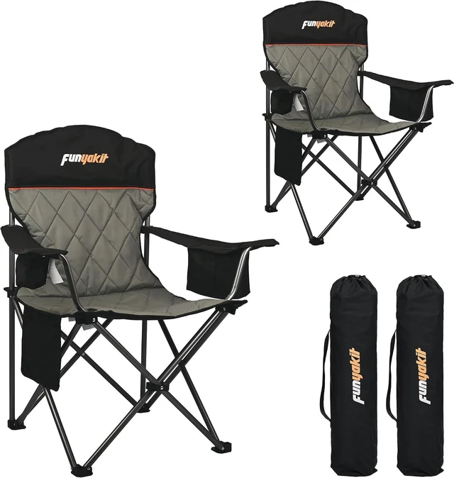 Main image of Oversized Padded Camping Chair with Lumbar Support & Cooler Bag