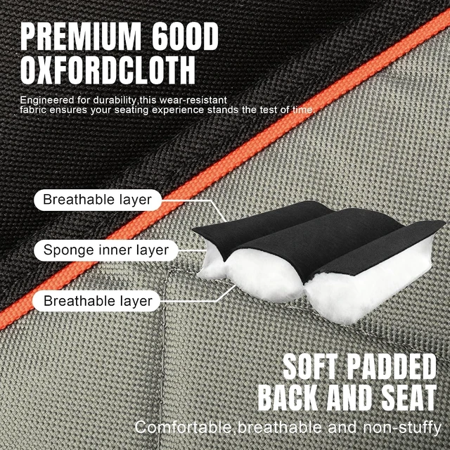 Alt view image 5 of 7 - Oversized Padded Camping Chair with Lumbar Support & Cooler Bag