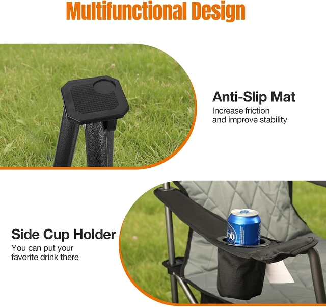 Alt view image 6 of 7 - Oversized Padded Camping Chair with Lumbar Support & Cooler Bag