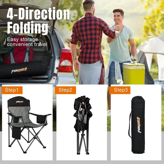 Alt view image 7 of 7 - Oversized Padded Camping Chair with Lumbar Support & Cooler Bag