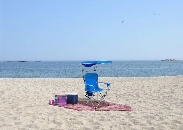 Alt view image 2 of 6 - Full Size Shade Folding Camping Chair with Arm Rest Polyester