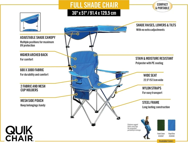 Alt view image 4 of 6 - Full Size Shade Folding Camping Chair with Arm Rest Polyester