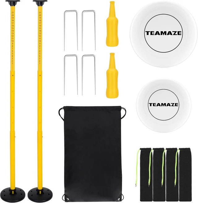 Main image of Flying Disc Game Set Height-Adjustable Poles & Score Tracker