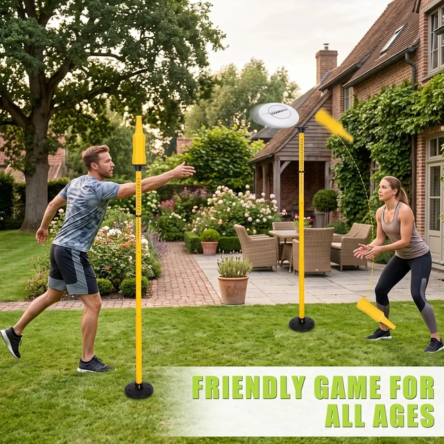 Alt view image 2 of 7 - Flying Disc Game Set Height-Adjustable Poles & Score Tracker