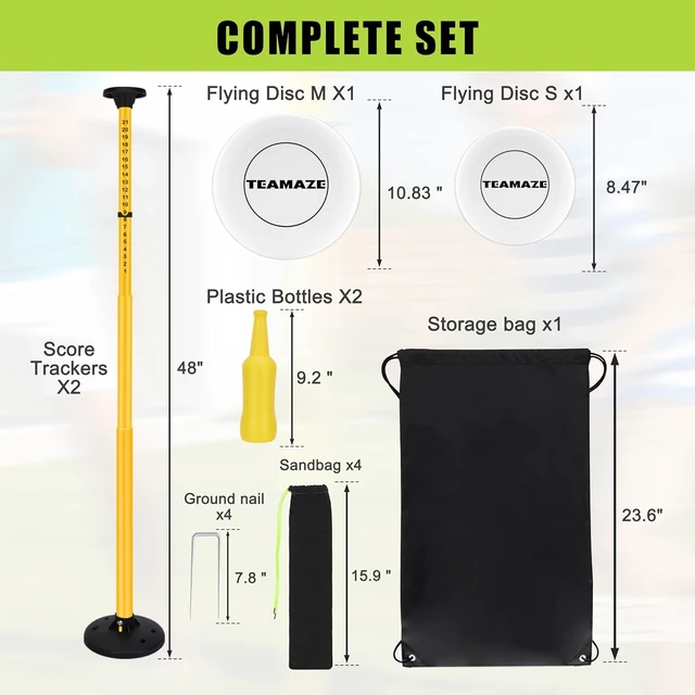 Alt view image 5 of 7 - Flying Disc Game Set Height-Adjustable Poles & Score Tracker