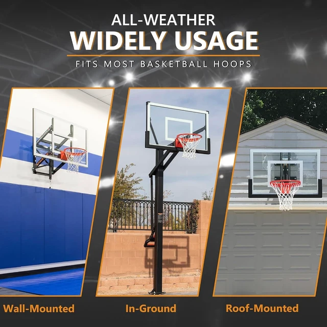 Alt view image 7 of 7 - Universal 18" Basketball Rim Replacement Heavy Duty Breakaway Double-Spring Solid Steel Rim & Net for In-Ground & Wall-Mounted Hoops, Indoor/Outdoor
