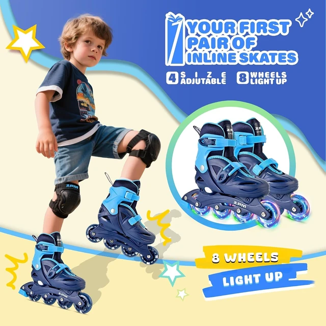 Alt view image 2 of 6 - Adjustable Inline Skates for Kids, Girls & Boys Youth Ages 4-12