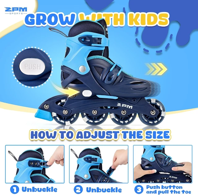 Alt view image 4 of 6 - Adjustable Inline Skates for Kids, Girls & Boys Youth Ages 4-12