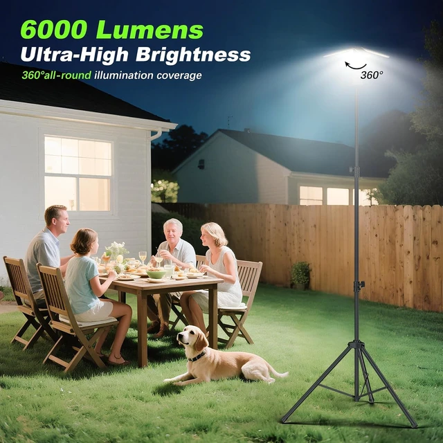 Alt view image 2 of 7 - Rechargeable Camping Lantern with Remote & Stand 8.2 Ft 14000 mAh, 6000 Lumen Magnetic Tent & Work Light for Hiking, Camping, Emergency & Power Outages
