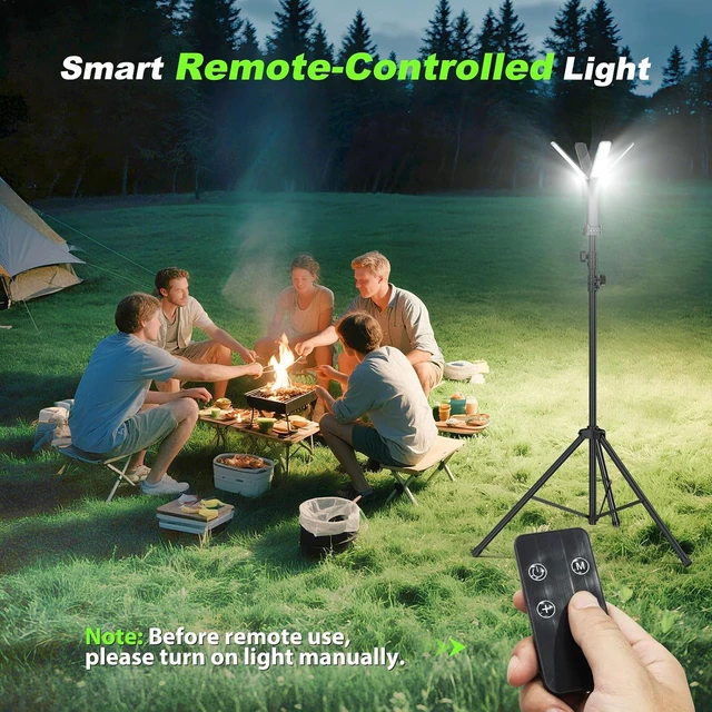 Alt view image 4 of 7 - Rechargeable Camping Lantern with Remote & Stand 8.2 Ft 14000 mAh, 6000 Lumen Magnetic Tent & Work Light for Hiking, Camping, Emergency & Power Outages