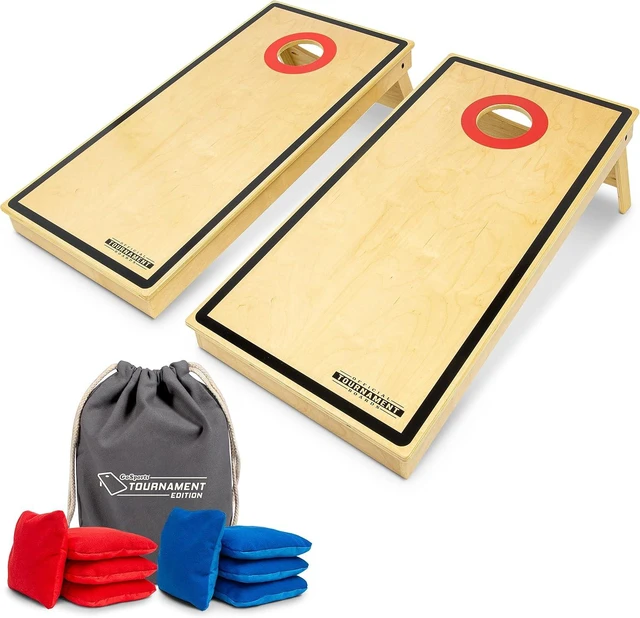 Main image of Tournament Edition Regulation Cornhole Set 4 ft x 2 ft Wood Boards with 8 Dual Sided (Slide and Stop) Bean Bags