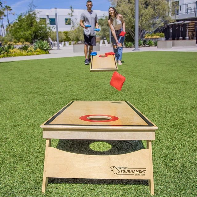Alt view image 4 of 6 - Tournament Edition Regulation Cornhole Set 4 ft x 2 ft Wood Boards with 8 Dual Sided (Slide and Stop) Bean Bags