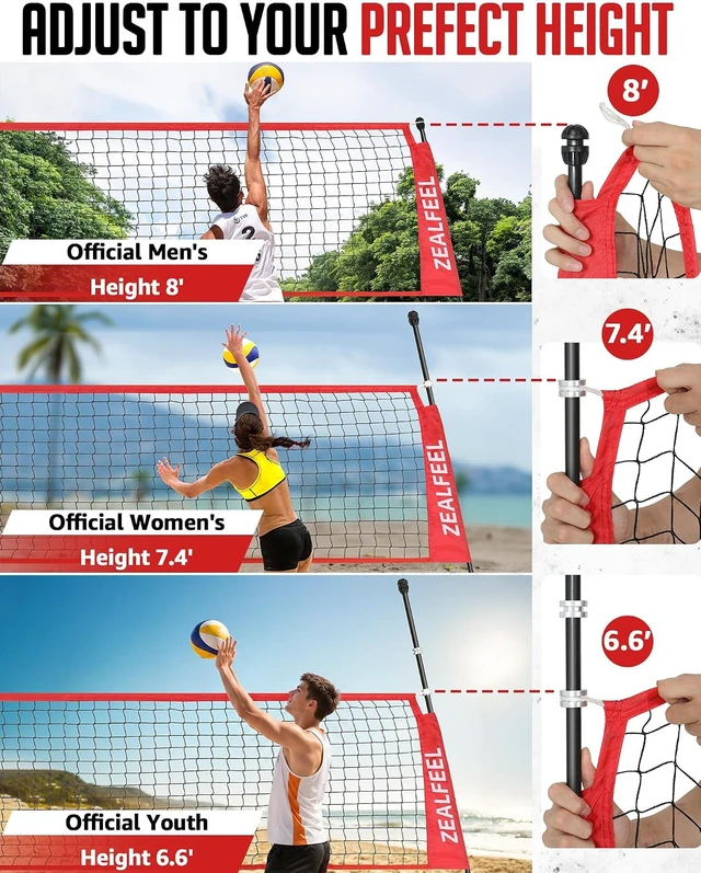 Alt view image 3 of 7 - 12FT Volleyball Net 3 Adjustable Heights (8'/7.4'/6.6')