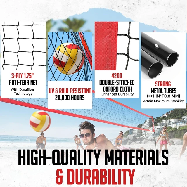 Alt view image 6 of 7 - 12FT Volleyball Net 3 Adjustable Heights (8'/7.4'/6.6')