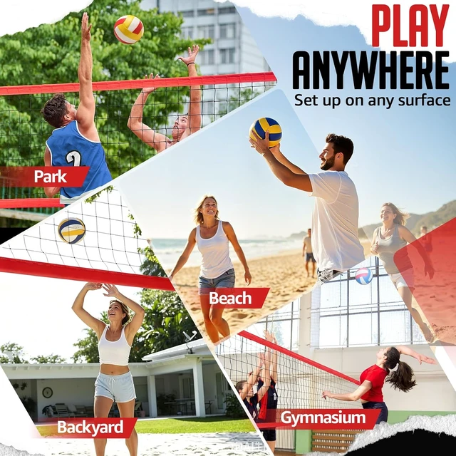 Alt view image 7 of 7 - 12FT Volleyball Net 3 Adjustable Heights (8'/7.4'/6.6')
