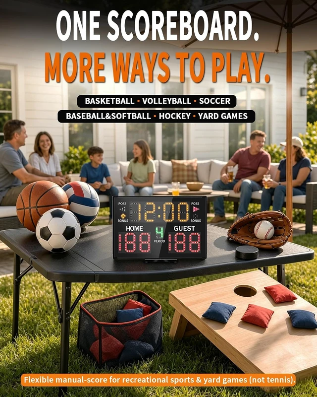 Alt view image 2 of 7 - Electronic Basketball Scoreboard with Buzzer & Remote Portable Battery Powered Digital Score Keeper for Sports Games