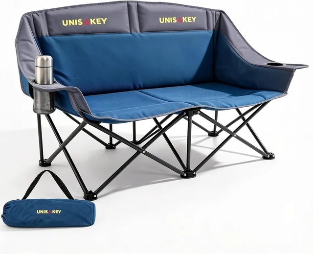 Main image of Oversized Double Camping Loveseat Chair 650LBS Capacity, Blue