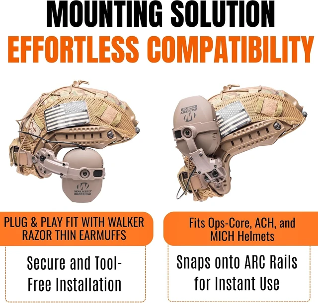Alt view image 2 of 6 - Tigrett ARC Rail Adapter for Walker's Razor Thin Earmuffs Choose Black, FDE, or Green