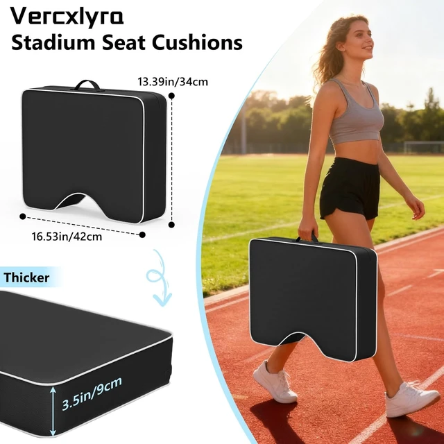 Alt view image 2 of 7 - Waterproof Extra Thick 3.5" Stadium Seat Cushion Portable Bleacher Cushion for Indoor/Outdoor Sports Events
