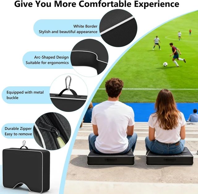 Alt view image 3 of 7 - Waterproof Extra Thick 3.5" Stadium Seat Cushion Portable Bleacher Cushion for Indoor/Outdoor Sports Events