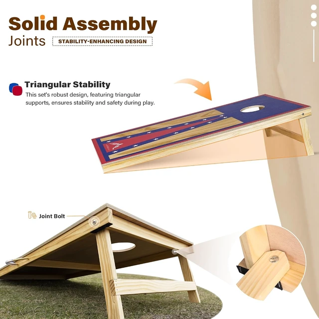 Alt view image 3 of 7 - Himal Cornhole Board Set 4 x 2 ft Regulation with 8 Toss Bags
