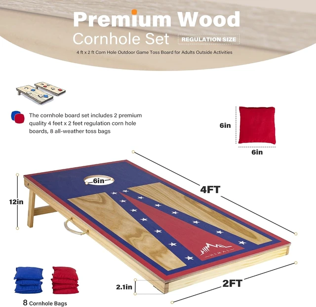 Alt view image 2 of 7 - Himal Cornhole Board Set 4 x 2 ft Regulation with 8 Toss Bags