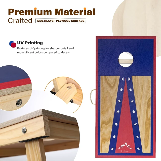 Alt view image 5 of 7 - Himal Cornhole Board Set 4 x 2 ft Regulation with 8 Toss Bags