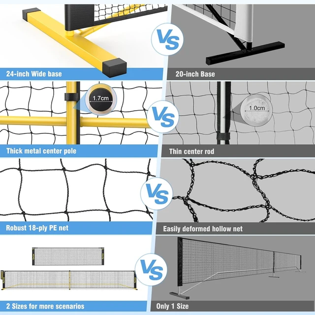 Alt view image 5 of 7 - Portable Pickleball Net 22 FT Regulation & 11 FT Half Court, 2-in-1 with Ball Collector & Carry Bag for Driveway, Garage & Backyard
