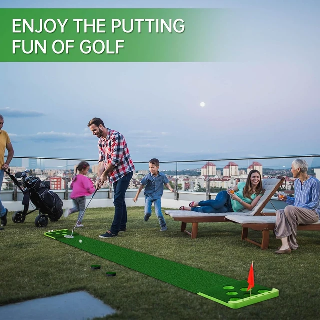 Alt view image 2 of 6 - Indoor Golf Putting Game Set Putting Green Mat with Front Border