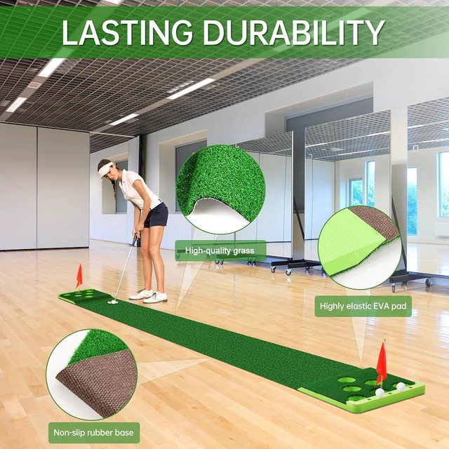Alt view image 4 of 6 - Indoor Golf Putting Game Set Putting Green Mat with Front Border