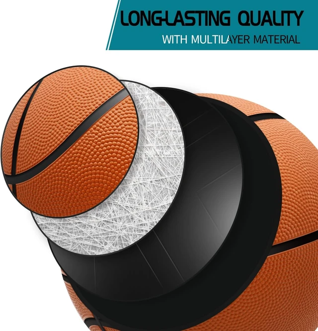 Alt view image 3 of 6 - Official Size 7 Basketball Balls 29.5" 6 Pack Inflatable with Pump for Men & Women, Outdoor, Indoor or Training