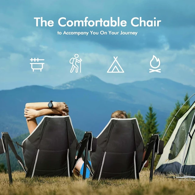 Alt view image 7 of 7 - Foldable Swinging Hammock Camping Chair Portable Rocking Swing Chair with Storage Bag, 265 lbs Adult Weight Capacity for Lawn, Camp & Outdoor